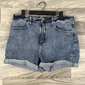 Wild Fable Shorts Womens 14/32R Blue Jean Denim High Rise Rolled Hem Light‎ Wash